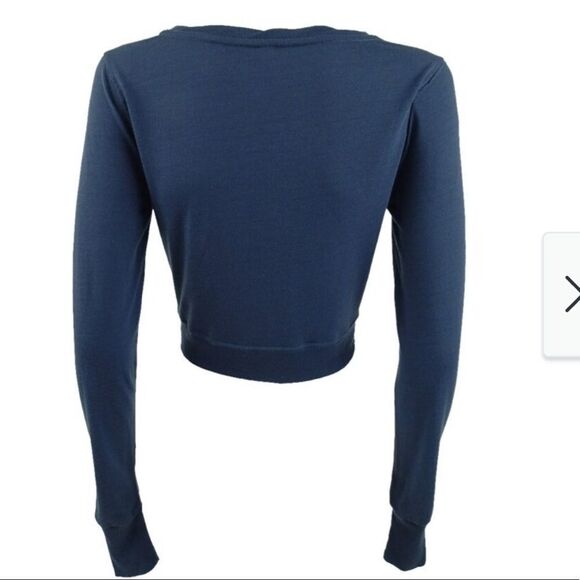 NWT Free People FP Movement Undertow Long Sleeve Cropped Tee in Navy - Picture 6 of 7